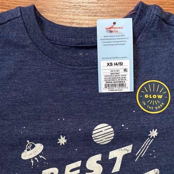 Cat & Jack boys T-shirt glow in the dark best brother tee navy s/s XS (4/5) - Picture 7 of 10